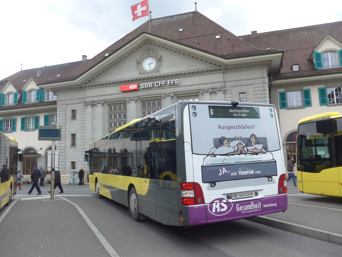 (189'858) - STI Thun - Nr. 400/BE 849'400 - MAN am 1. April 2018 beim Bahnhof Thun