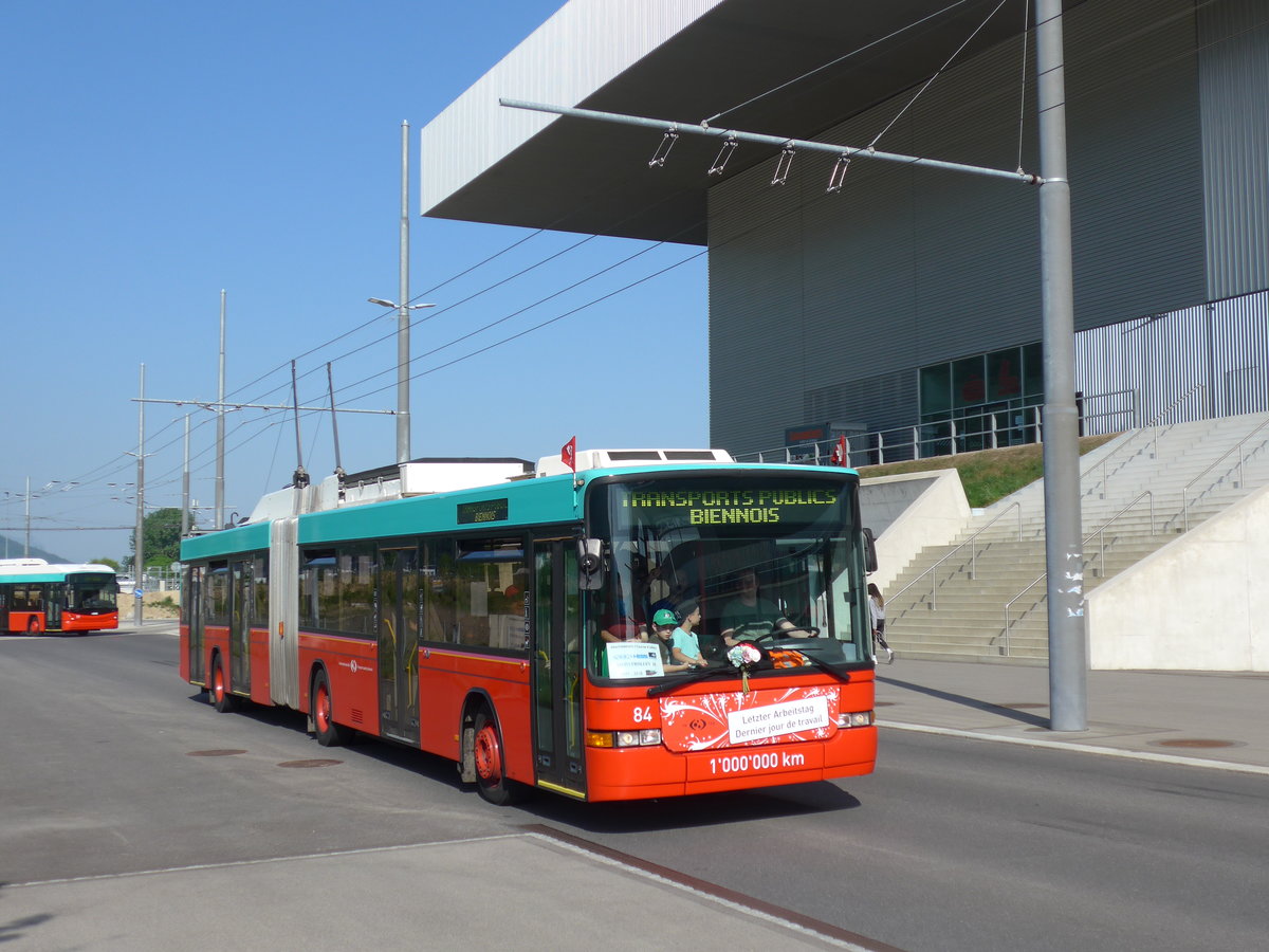 (192'906) - VB Biel - Nr. 84 - NAW/Hess Gelenktrolleybus am 6. Mai 2018 in Biel, Stadien