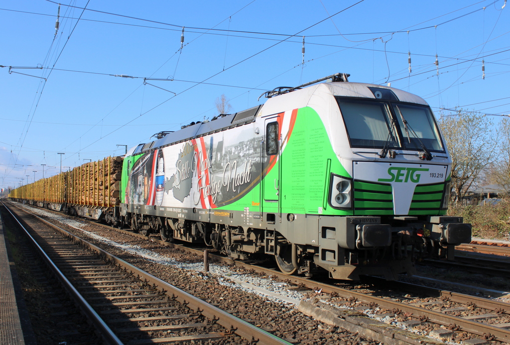 193 219-3 stand am Nachmittag mit Holzzug(WRB-LONE)in WRB abgestellt.31.03.2025