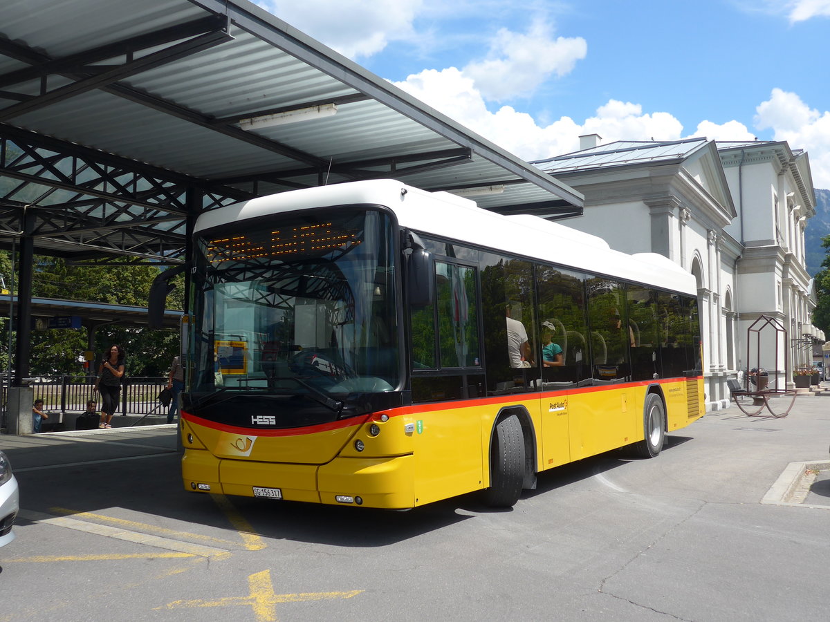 (194'853) - Gessinger, Bad Ragaz - SG 156'317 - Scania/Hess am 15. Juli 2018 beim Bahnhof Bad Ragaz