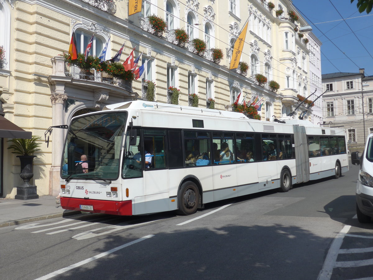 (197'237) - OBUS Salzburg - Nr. 273/S 466 JD - Van Hool Gelenktrolleybus (ex Nr. 0373) am 13. September 2018 in Salzburg, Makartplatz