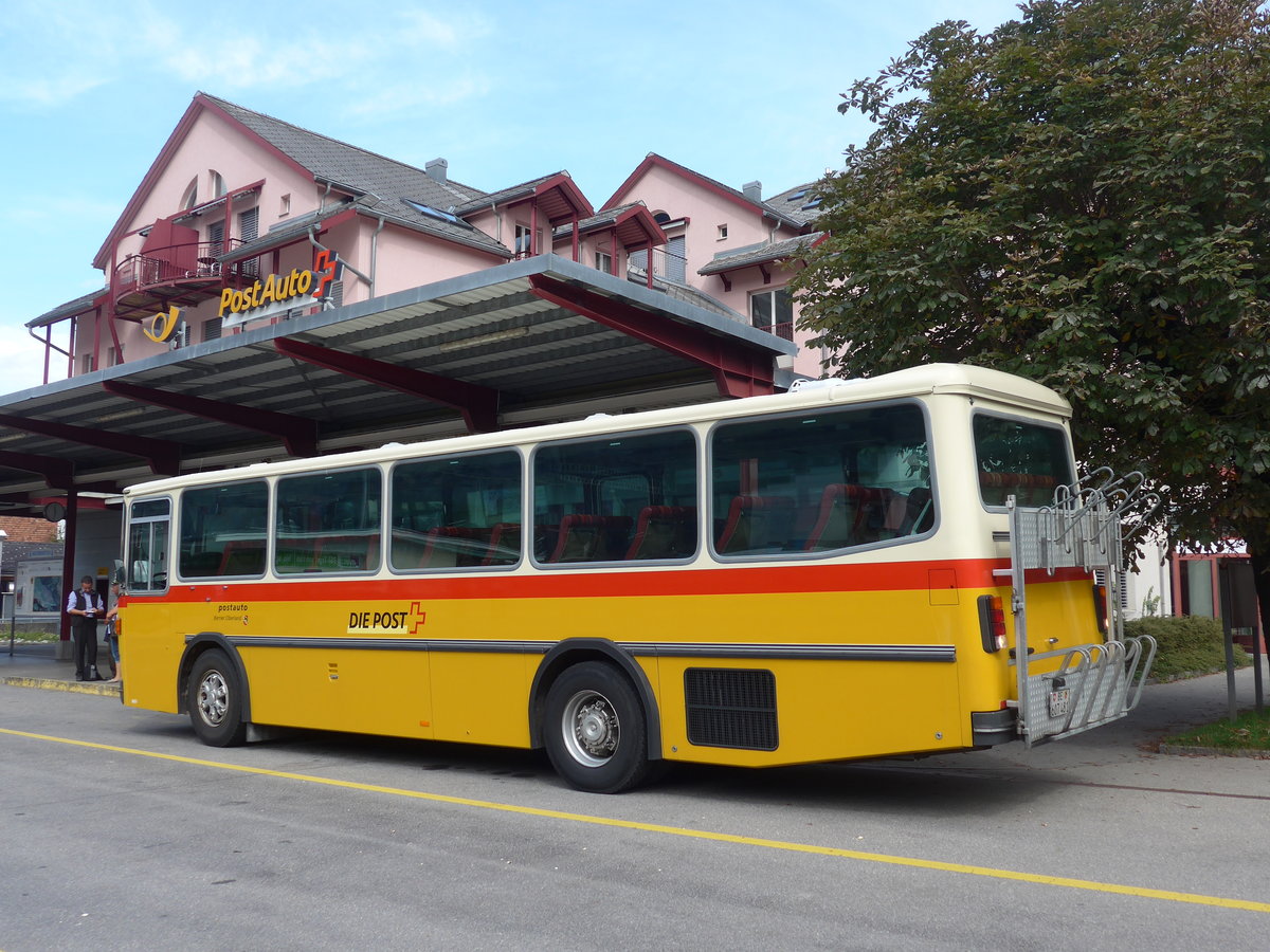 (197'680) - AVG Meiringen - Nr. 74/BE 607'481 - Saurer/R&J (ex PostAuto Berner Oberland; ex P 24'357) am 16. September 2018 in Meiringen, Postautostation