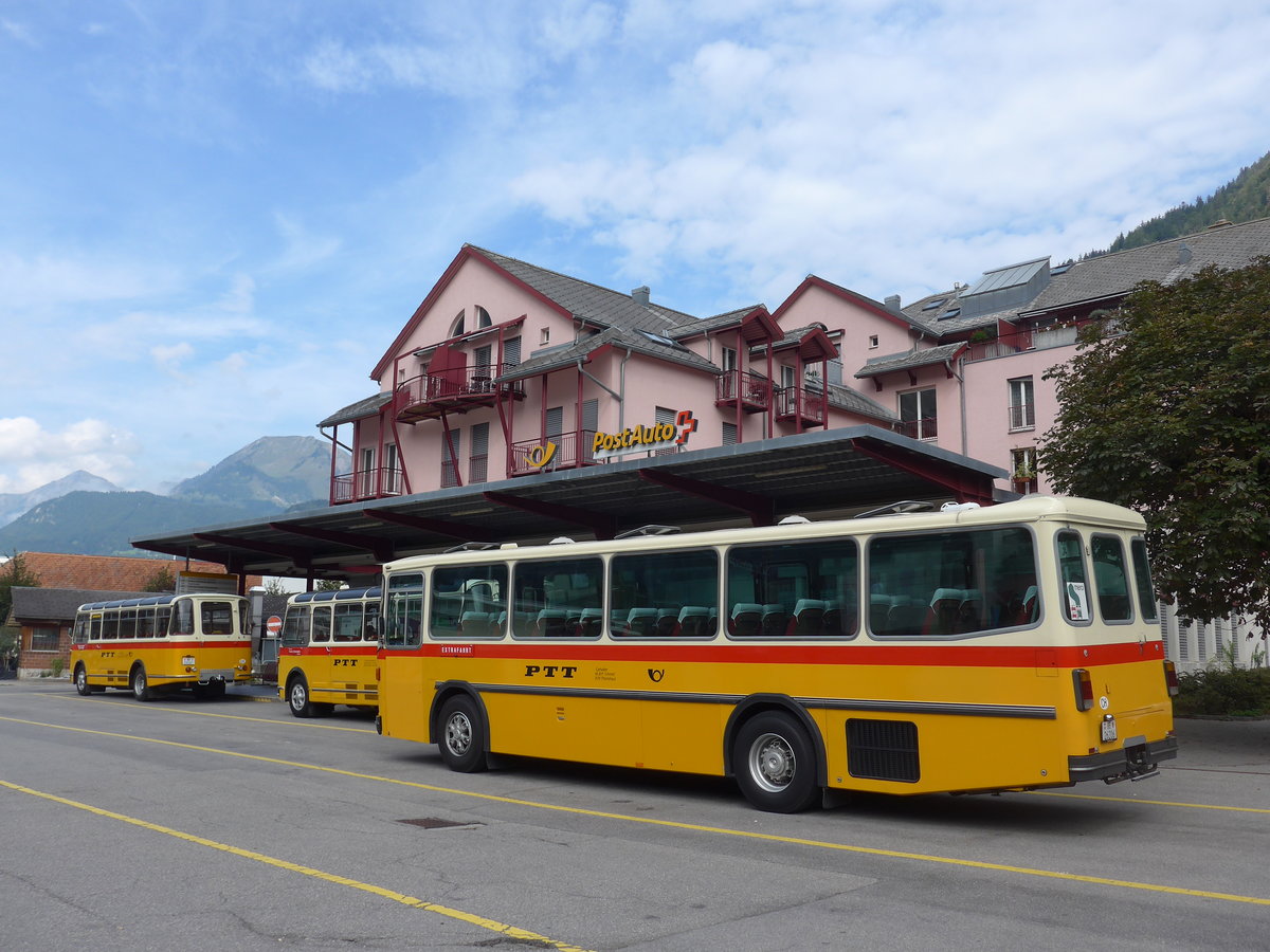 (197'711) - Schmid, Thrishaus - BE 26'206 - Saurer/Tscher (ex P 24'244) am 16. September 2018 in Meiringen, Postautostation