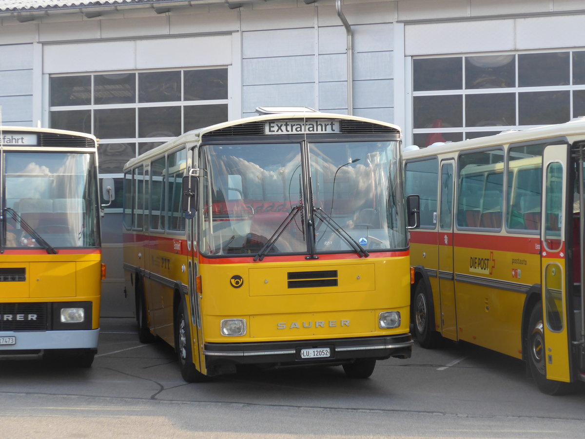 (198'035) - Amstein, Willisau - LU 12'052 - Saurer/Tscher (ex Allemann, Niederbipp; ex Semadeni, Poschiavo; ex Kasper, Paschiavo; ex PostAuto Graubnden; ex P 24'285) am 30. September 2018 in Bellach, Hess