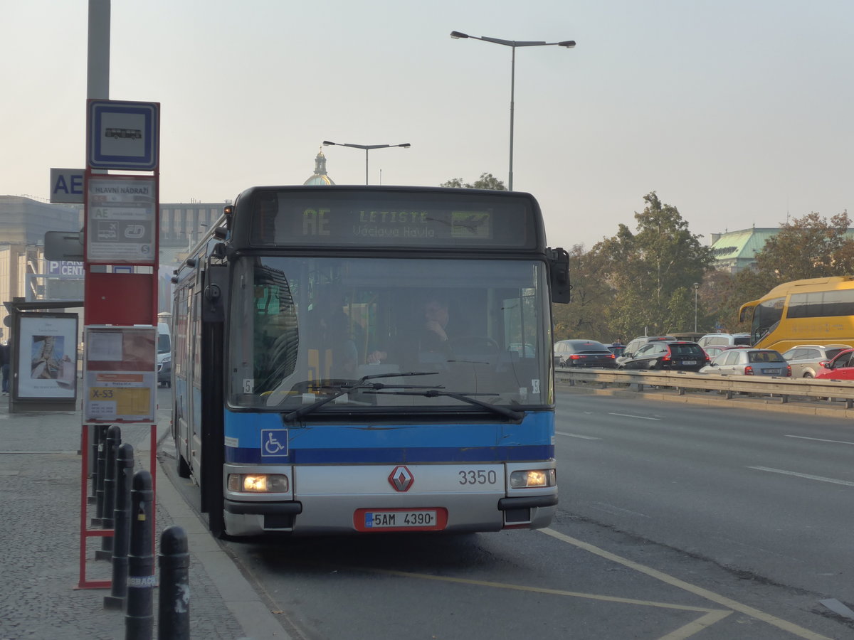 (198'375) - DPP Praha - Nr. 3350/5AM 4390 - Renault-Karosa am 18. Oktober 2018 in Praha, Hlavn Ndraz