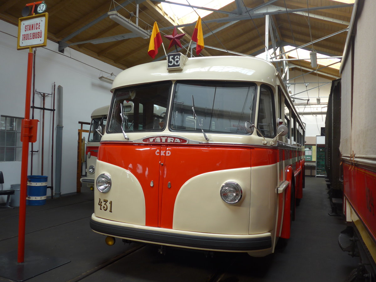 (198'798) - DPP Praha - Nr. 431 - Tatra Trolleybus (ex DPB Bratislava/SK; ex DPMIJ Liberec; ex DPP Praha Nr. 431) am 20. Oktob er 2018 in Praha, PNV-Museum