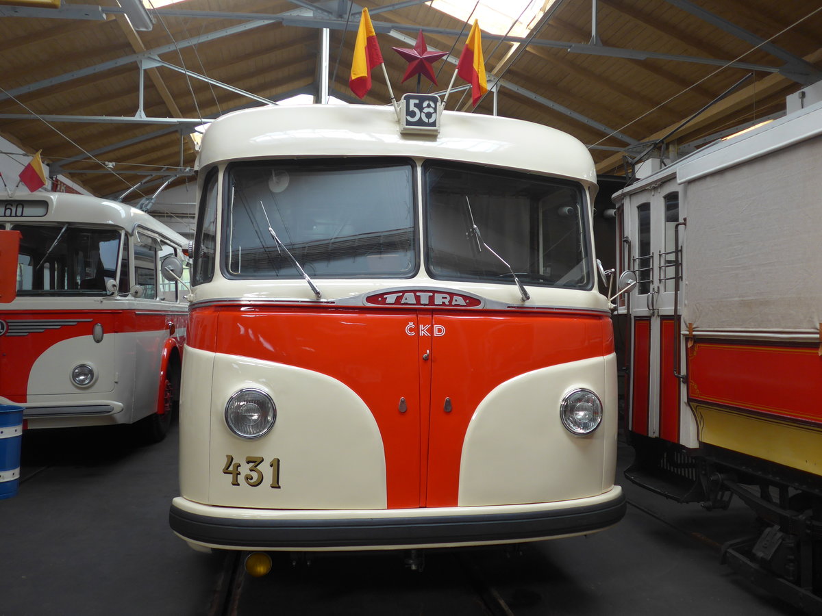 (198'802) - DPP Praha - Nr. 431 - Tatra Trolleybus (ex DPB Bratislava/SK; ex DPMIJ Liberec; ex DPP Praha Nr. 431) am 20. Oktober 2018 in Praha, PNV-Museum