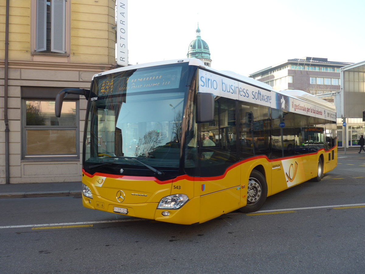 (199'663) - AutoPostale Ticino - Nr. 543/TI 215'323 - Mercedes am 7. Dezember 2018 in Lugano, Centro