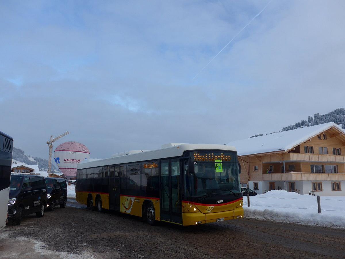 (200'803) - Engeloch, Riggisberg - Nr. 18/BE 704'610 - Scania/Hess am 12. Januar 2019 in Adelboden, Weltcup