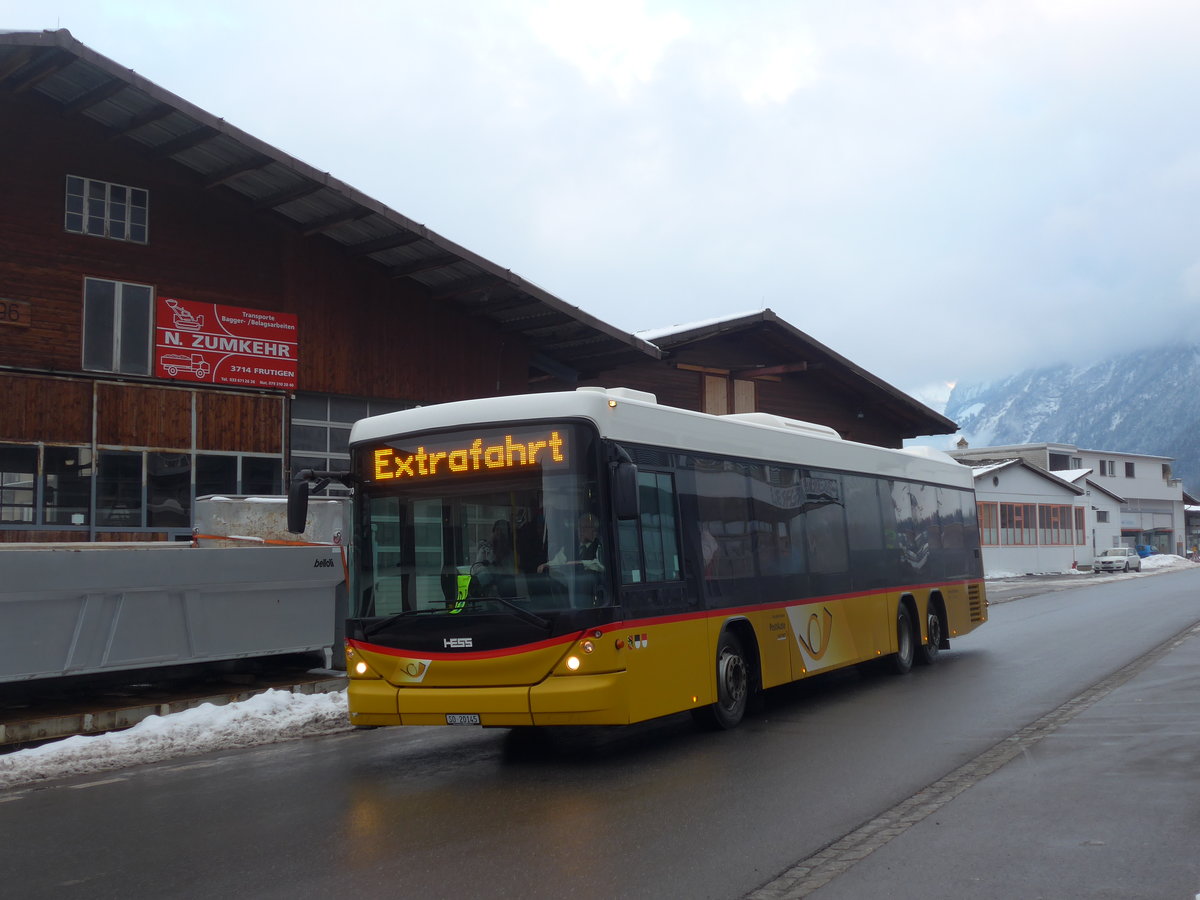 (201'003) - Steiner, Messen - SO 20'145 - Scania/Hess am 12. Januar 2019 beim Bahnhof Frutigen