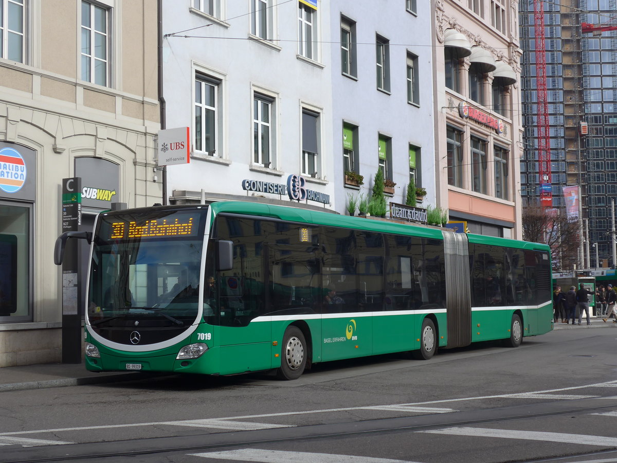 (201'491) - BVB Basel - Nr. 7019/BS 99'319 - Mercedes am 11. Februar 2019 beim Bahnhof Basel