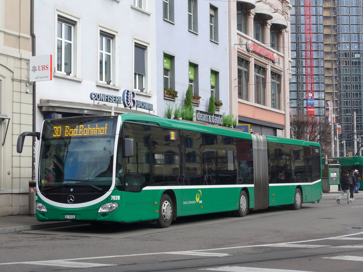 (201'501) - BVB Basel - Nr. 7028/BS 99'328 - Mercedes am 11. Februar 2019 beim Bahnhof Basel