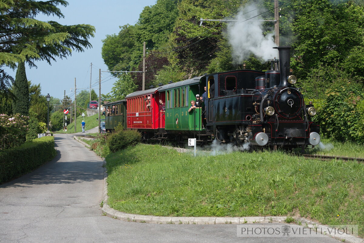 2018-05-19, BC Chemin de Bouricloz.
locomotive à vapeur G 3/3 6 Bière Apples Morges