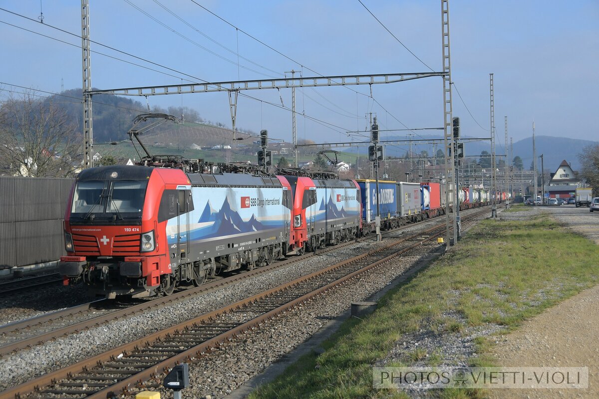 2019-11-24, SBB CFF FFS Cargo Gelterkinden
Locomotive lectrique Siemens Vectron 
Br 193 474 [Mannheim]