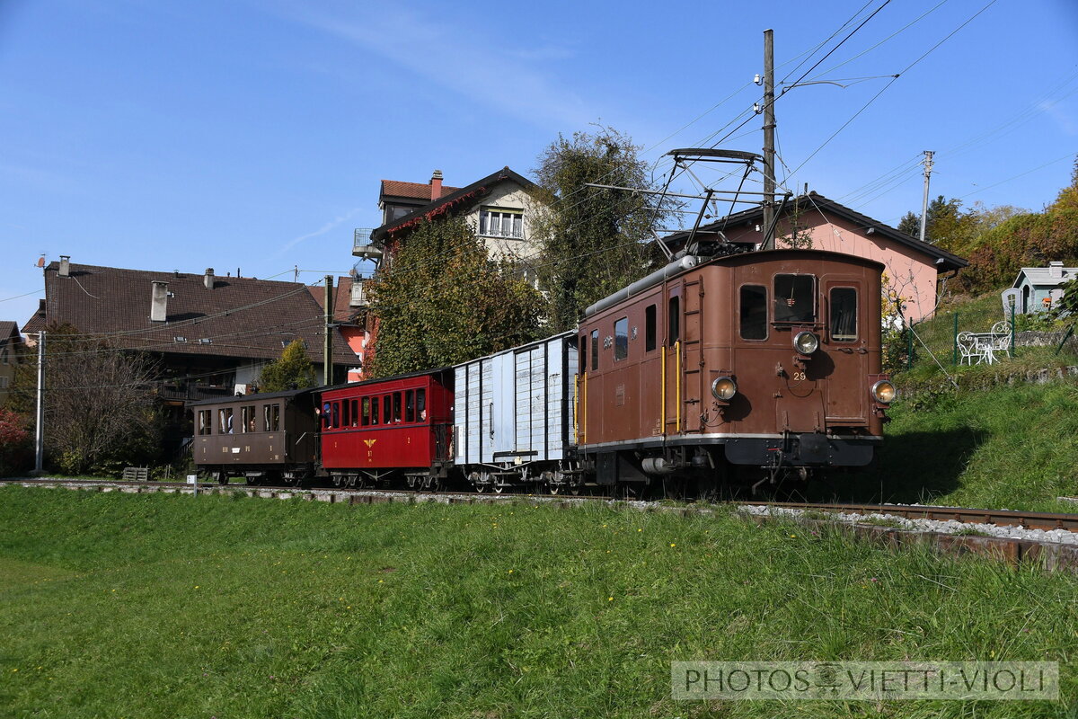 2020-10-25, BC Blonay Chemin du Jordil.
locomotive lectrique HGe 3/3 29 BOB