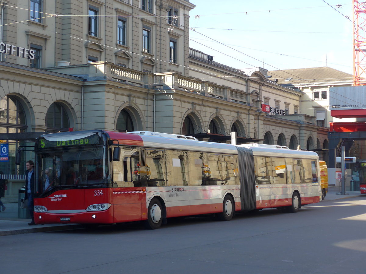 (202'780) - SW Winterthur - Nr. 334/ZH 730'334 - Solaris am 21. Mrz 2019 beim Hauptbahnhof Winterthur