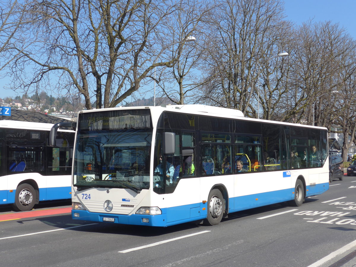 (202'986) - VBL Luzern - Nr. 724/LU 15'645 - Mercedes (ex Heggli, Kriens Nr. 724) am 23. Mrz 2019 beim Bahnhof Luzern