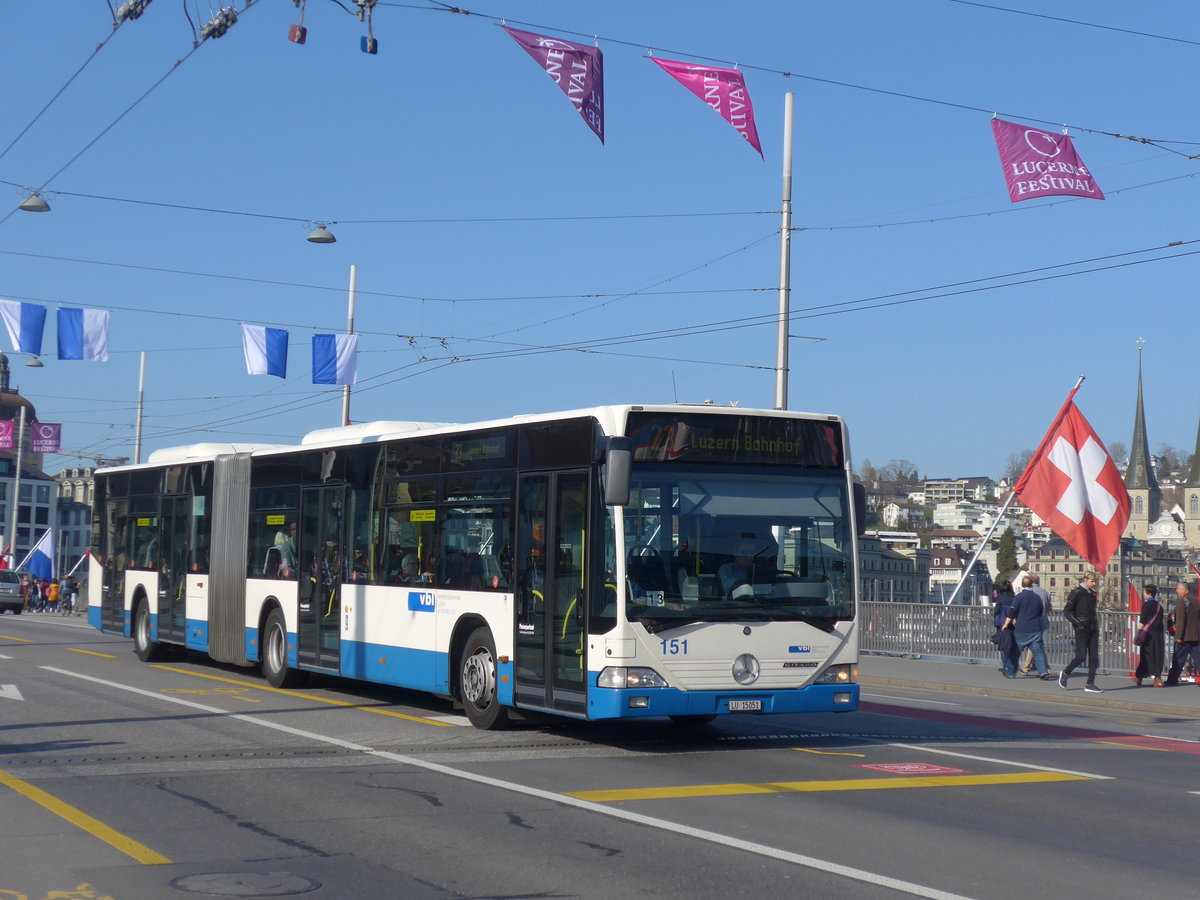 (203'361) - VBL Luzern - Nr. 151/LU 15'051 - Mercedes am 30. Mrz 2019 in Luzern, Bahnhofbrcke