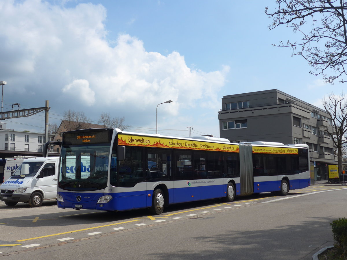 (203'516) - VZO Grningen - Nr. 143/ZH 920'143 - Mercedes am 7. April 2019 beim Bahnhof Ksnacht