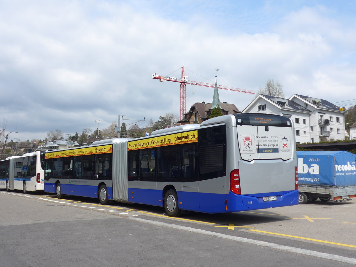 (203'517) - VZO Grningen - Nr. 143/ZH 920'143 - Mercedes am 7. April 2019 beim Bahnhof Ksnacht