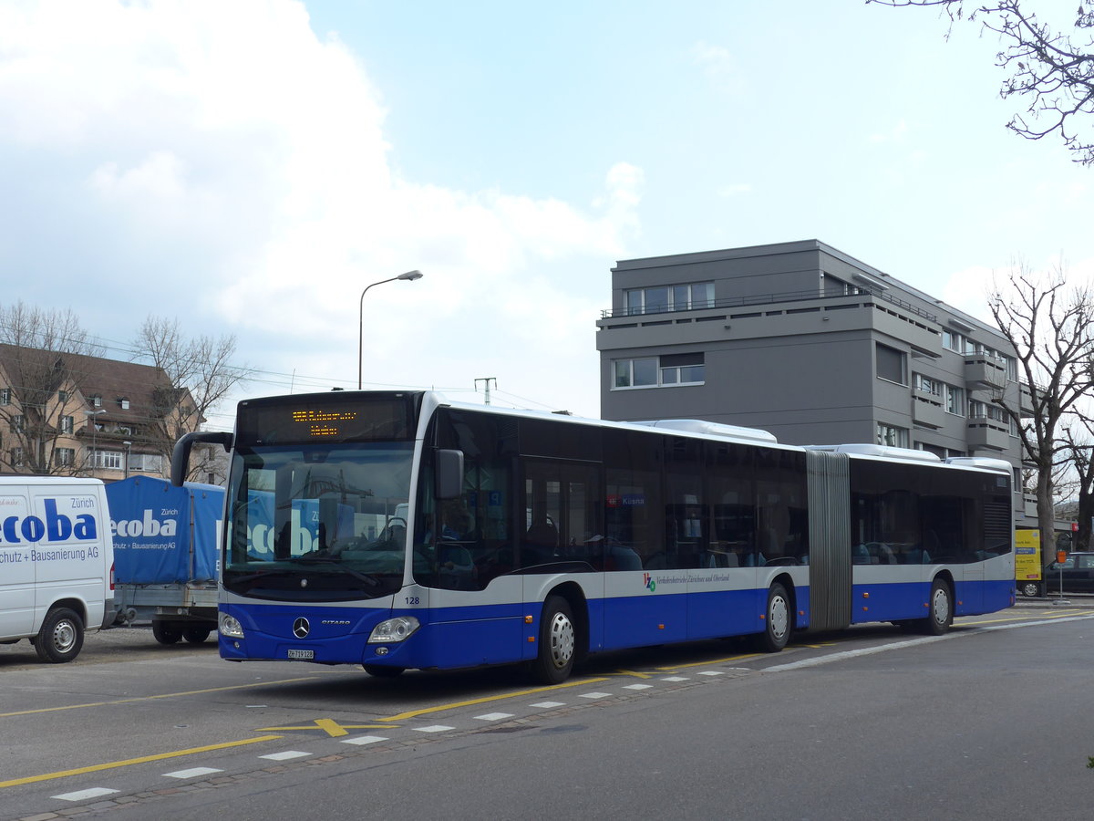 (203'520) - VZO Grningen - Nr. 128/ZH 719'128 - Mercedes am 7. April 2019 beim Bahnhof Ksnacht