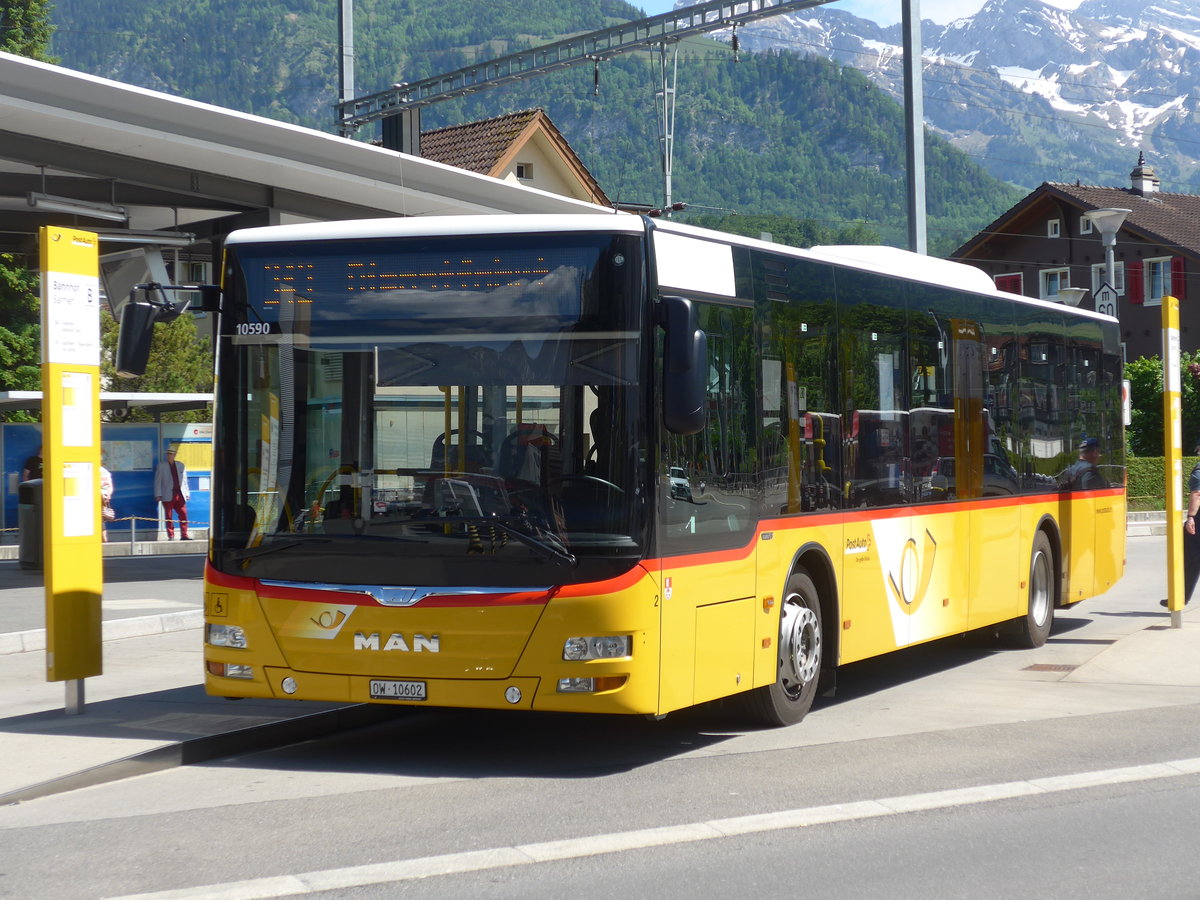 (205'965) - PostAuto Zentralschweiz - Nr. 2/OW 10'602 - MAN (ex Dillier, Sarnen Nr. 2) am 8. Juni 2019 beim Bahnhof Sarnen