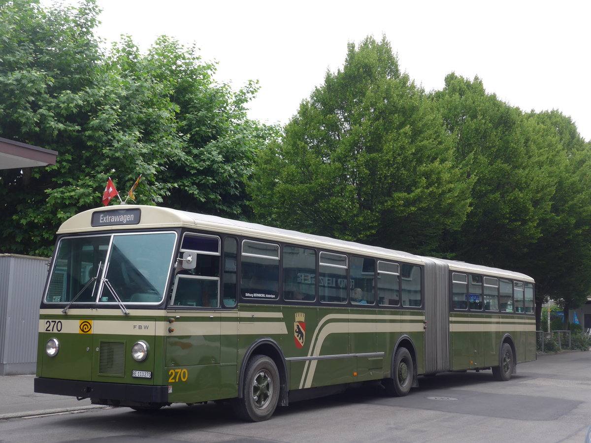 (206'473) - SVB Bern (Bernmobil historique) - Nr. 270/BE 113'270 - FBW/SWS-Gangloff am 22. Juni 2019 beim Bahnhof Burgdorf