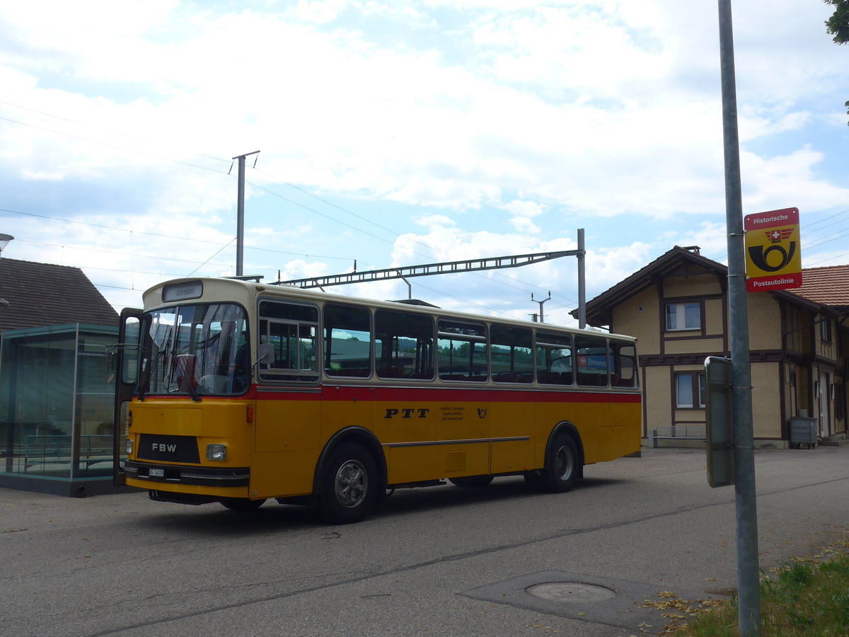 (207'473) - Birchler, Remetschwil - AG 54'039 - FBW/Tscher (ex Gerber, Winkel; ex Eggenberger, Mriken; ex Tanner, Bubendorf; ex P 24'803) am 7. Juli 2019 beim Bahnhof Emmenmatt