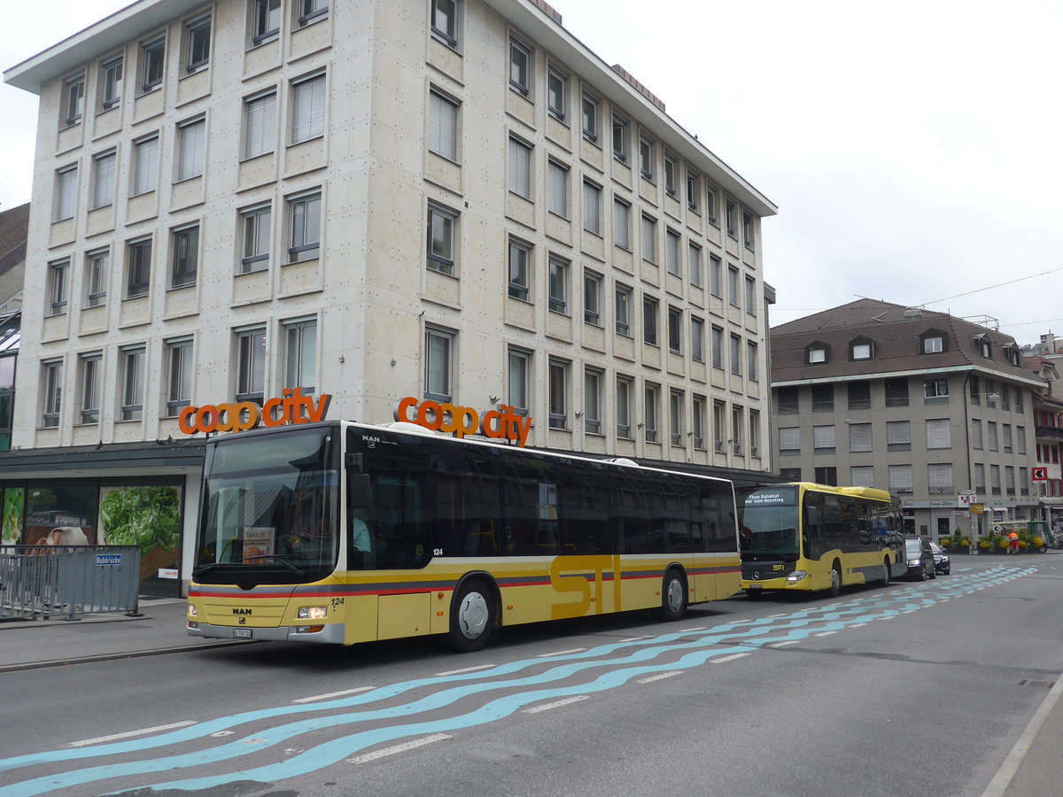 (208'193) - STI Thun - Nr. 124/BE 700'124 - MAN am 29. Juli 2019 in Thun, Marktgasse