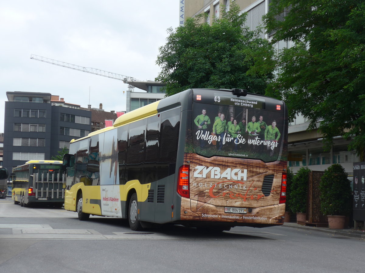 (208'198) - STI Thun - Nr. 191/BE 804'191 - Mercedes am 29. Juli 2019 beim Bahnhof Thun