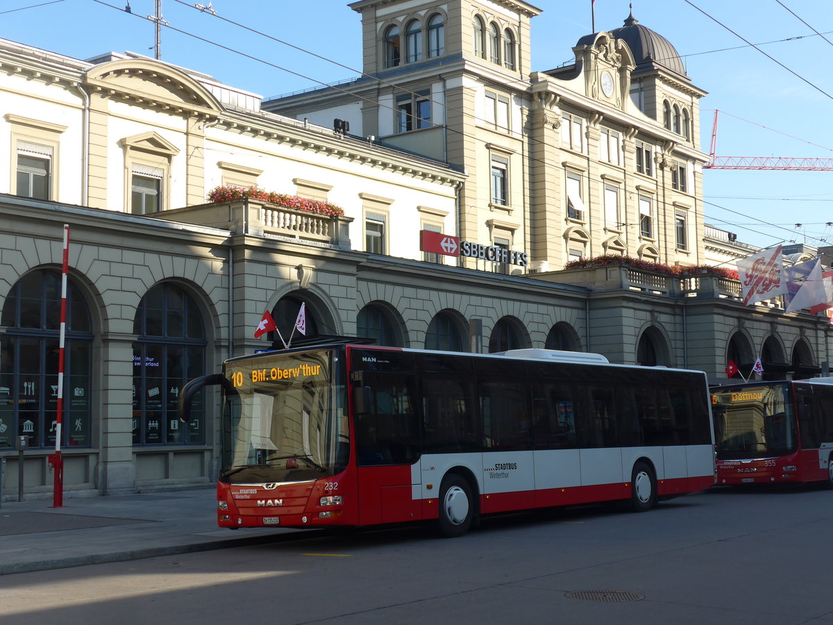 (208'236) - SW Winterthur - Nr. 232/ZH 725'232 - MAN am 1. August 2019 beim Hauptbahnhof Winterthur