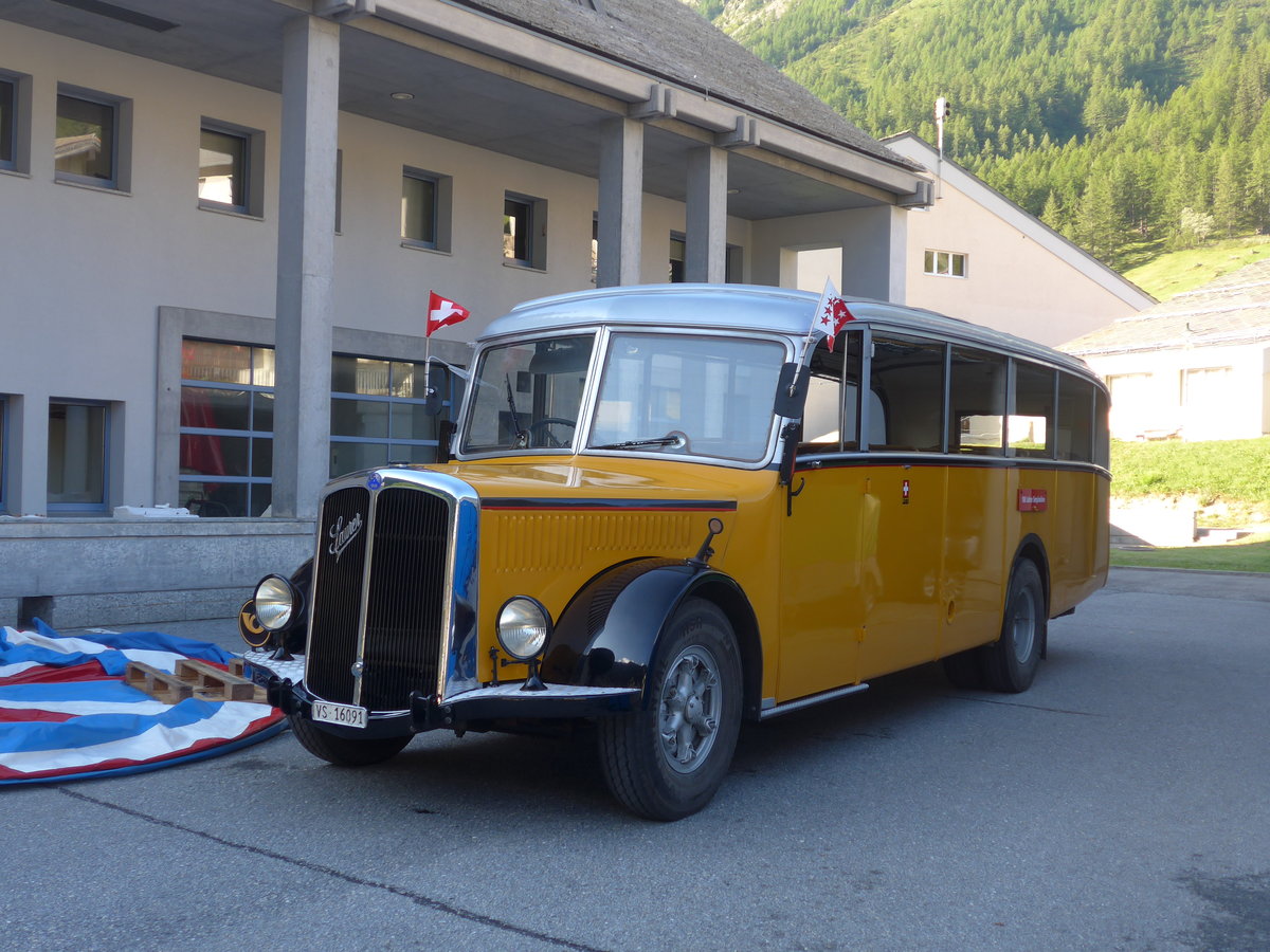 (208'276) - Bonnard, Ayer - VS 16'091 - Saurer/Hess (ex APN Genve; ex Baumgartner, Grenchen; ex P 23'009; ex P 2031) am 3. August 2019 in Simplon Dorf, Werkhof