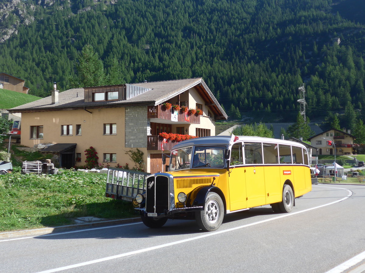 (208'285) - Bonnard, Ayer - VS 16'019 - Saurer/Hess (ex APN Genve; ex Baumgartner, Grenchen; ex P 23'009; ex P 2031) am 3. August 2019 in Simplon Dorf, Post