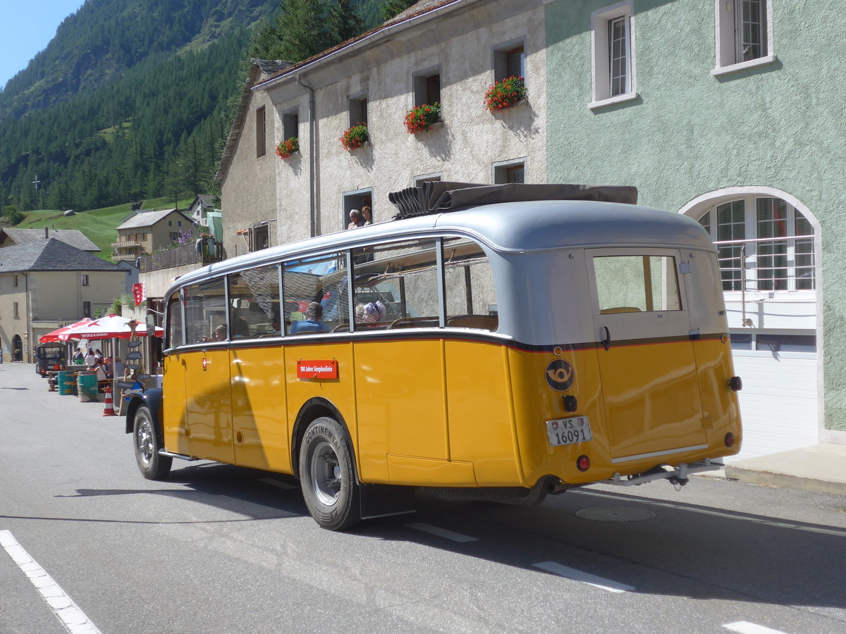 (208'319) - Bonnard, Ayer - VS 16'091 - Saurer/Hess (ex APN Genve; ex Baumgartner, Grenchen; ex P 23'009; ex P 2031) am 3. August 2019 in Simplon Dorf, Post