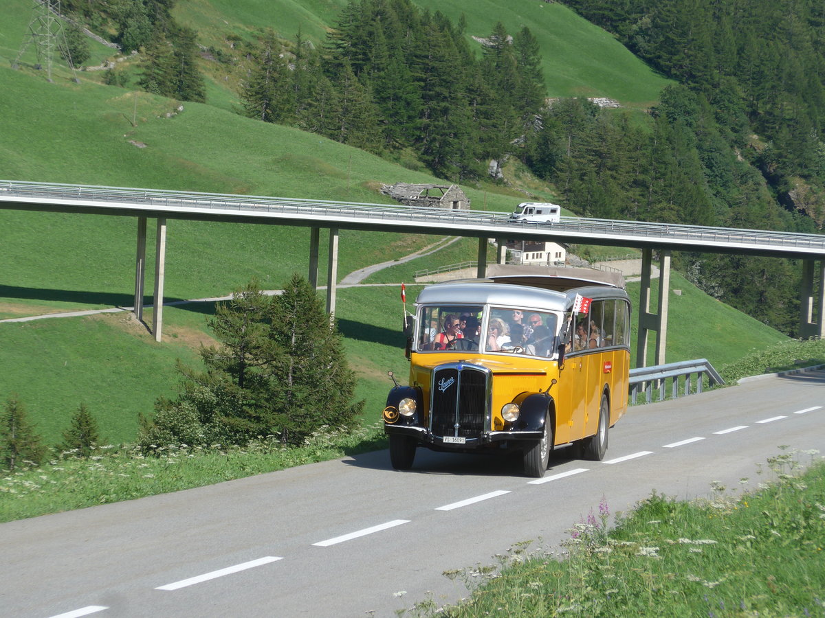 (208'369) - Bonnard, Ayer - VS 16'091 - Saurer/Hess (ex APN Genve; ex Baumgartner, Grenchen; ex P 23'009; ex P 2031) am 3. August 2019 bei Simplon Dorf