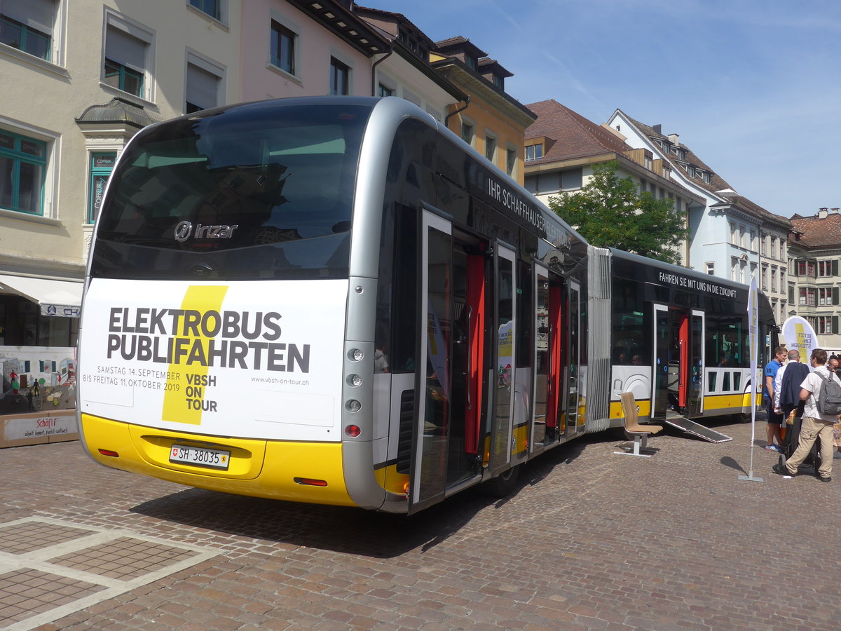 (209'622) - VBSH Schaffhausen - Nr. 35/SH 38'035 - Irizar (Probefahrzeug) am 14. September 2019 in Schaffhausen, Fronwagplatz