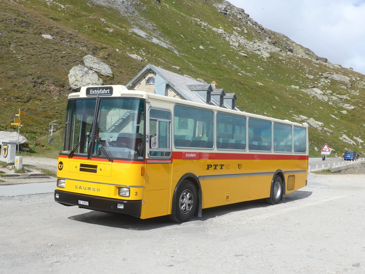 (209'777) - Kolb, Grasswil - Nr. 3/BE 93'915 - Saurer/R&J (ex Schmocker, Stechelberg Nr. 3; ex Schmocker, Stechelberg Nr. 1; ex Gertsch, Stechelberg Nr. 1) am 22. September 2019 in Furka, Passhhe