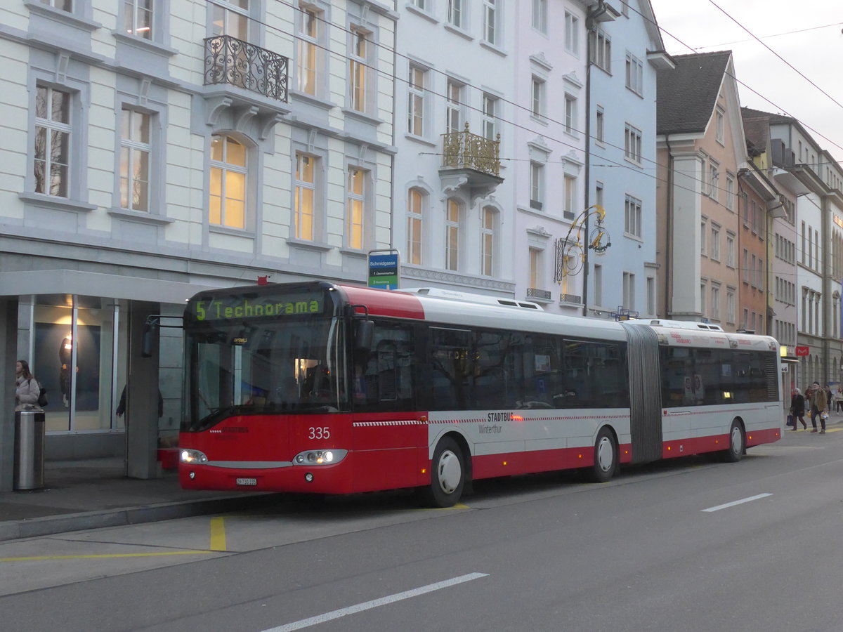 (213'002) - SW Winterthur - Nr. 335/ZH 730'335 - Solaris am 14. Dezember 2019 in Winterthur, Schmidgasse