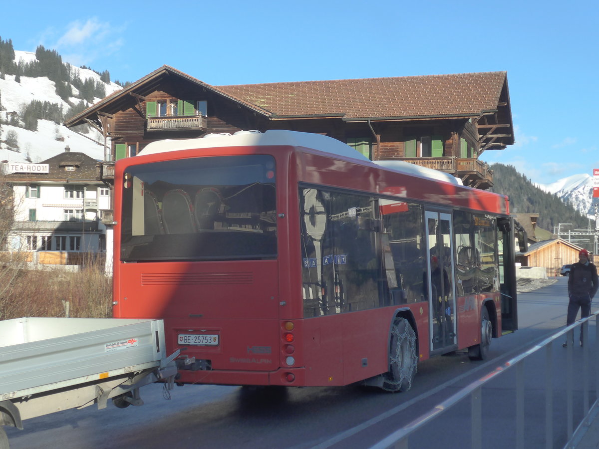 (213'104) - AFA Adelboden - Nr. 39/BE 25'753 - Scania/Hess am 25. Dezember 2019 beim Bahnhof Zweisimmen