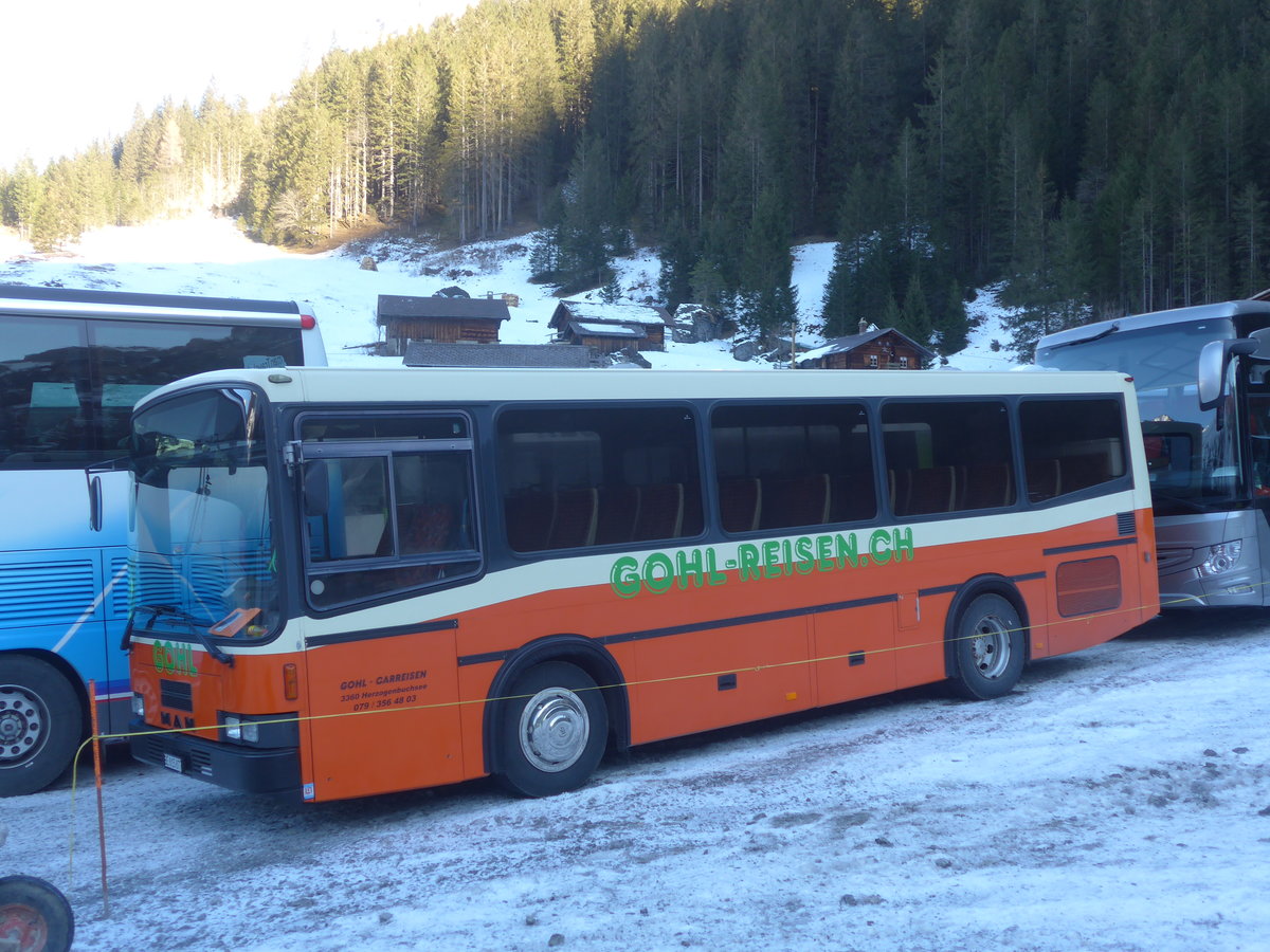 (213'609) - Gohl, Herzogenbuchsee - BE 815'877 - MAN/Lauber (ex AMSA Chiasso Nr. 19; ex Tresch, Amsteg) am 11. Januar 2020 in Adelboden, Unter dem Birg