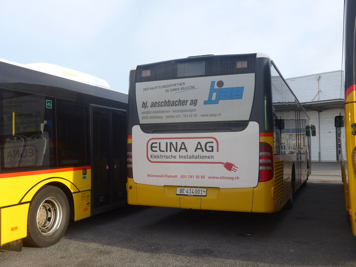 (214'239) - PostAuto Bern - Nr. 1/BE 414'001 - Mercedes (ex Klopfstein, Laupen Nr. 1) am 16. Februar 2020 in Kerzers, Interbus