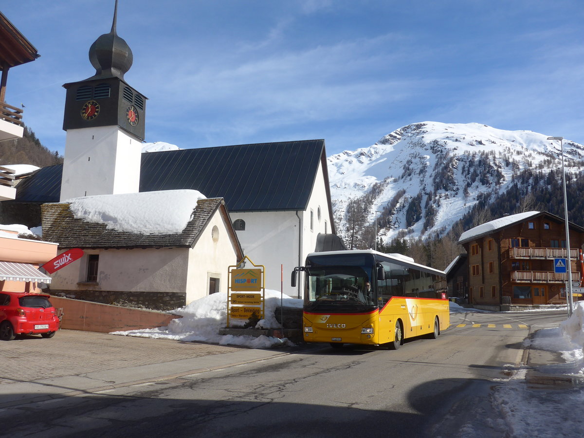 (214'770) - Seiler, Ernen - VS 445'912 - Iveco (ex PostAuto Wallis) am 22. Februar 2020 in Oberwald, Dorf