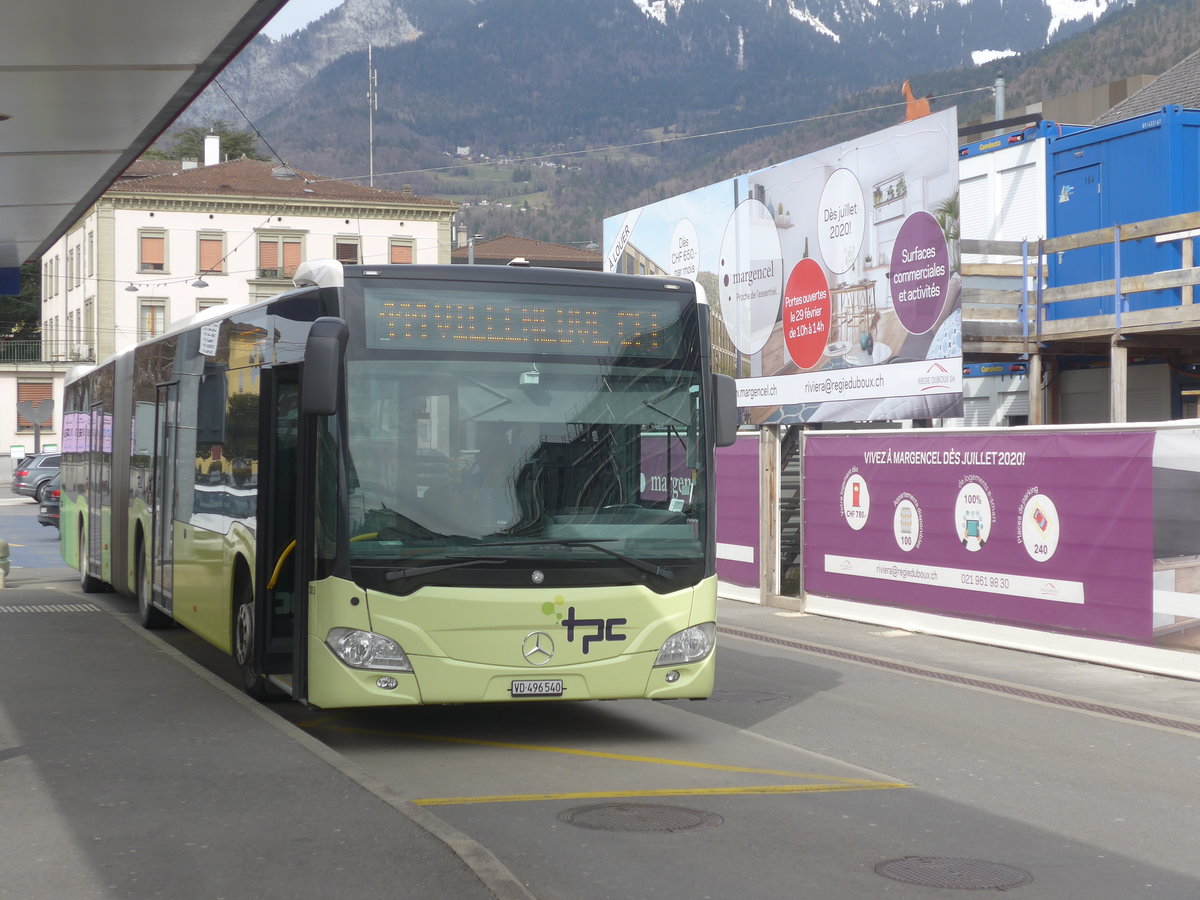 (214'909) - TPC Aigle - Nr. 303/VD 496'540 - Mercedes (ex PostAuto Bern Nr. 633) am 29. Februar 2020 beim Bahnhof Aigle