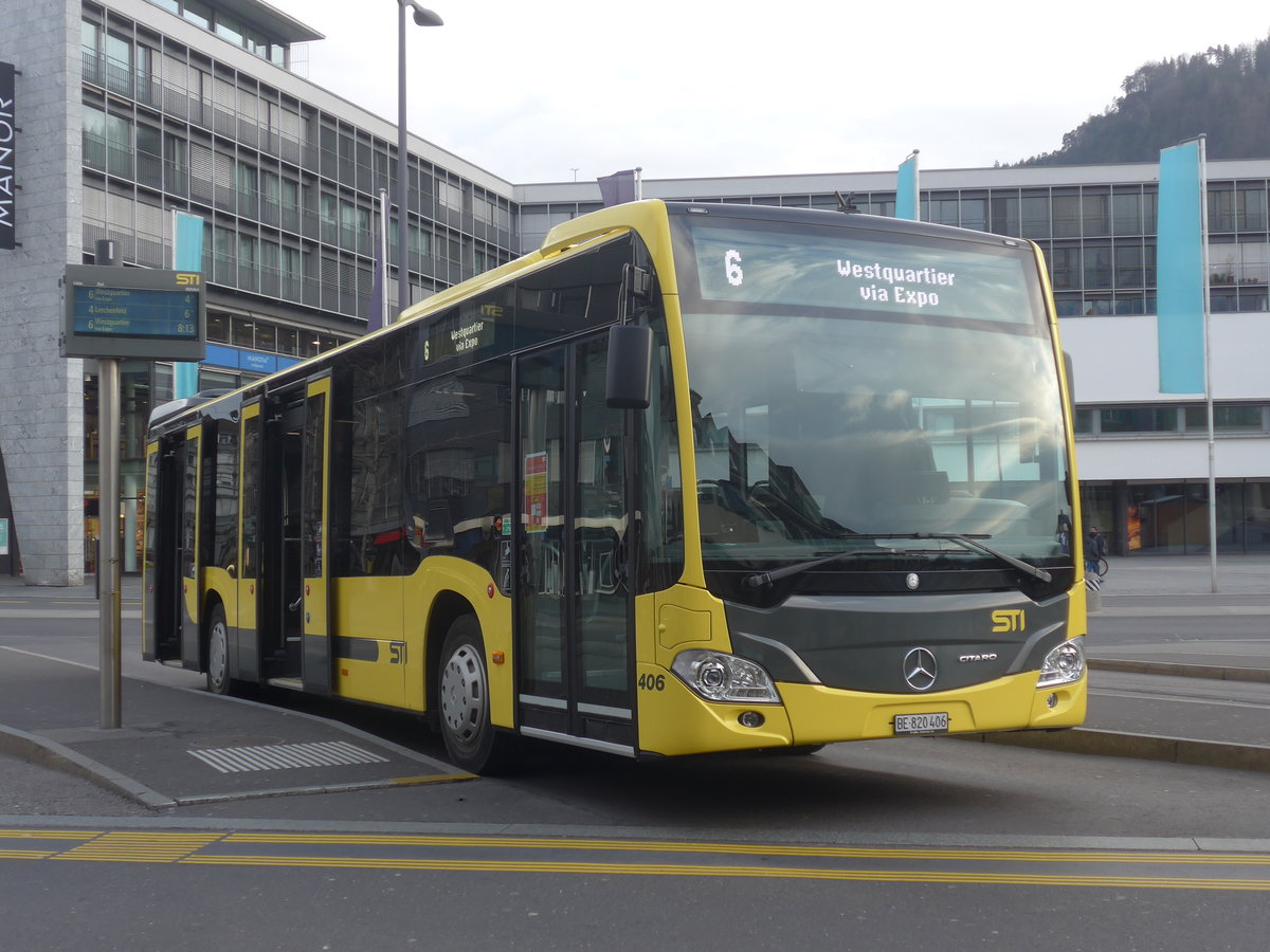 (215'117) - STI Thun - Nr. 406/BE 820'406 - Mercedes am 14. Mrz 2020 beim Bahnhof Thun