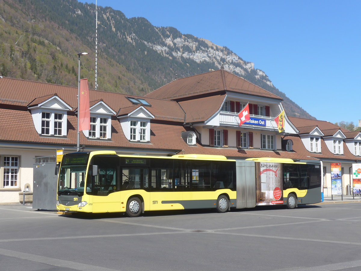 (216'067) - STI Thun - Nr. 173/BE 752'173 - Mercedes am 15. April 2020 beim Bahnhof Interlaken Ost