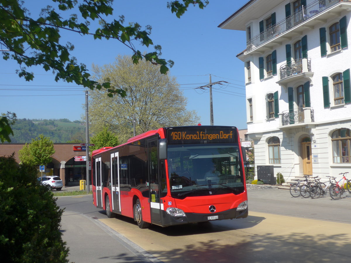 (216'344) - Bernmobil, Bern - Nr. 448/BE 855'448 - Mercedes am 22. April 2020 beim Bahnhof Mnsingen