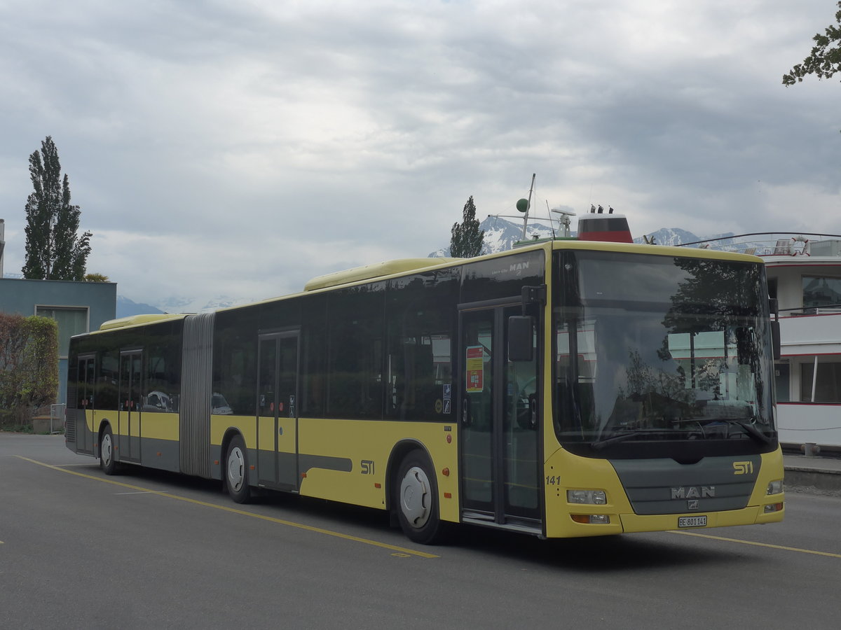 (216'458) - STI Thun - Nr. 141/BE 801'141 - MAN am 25. April 2020 bei der Schifflndte Thun