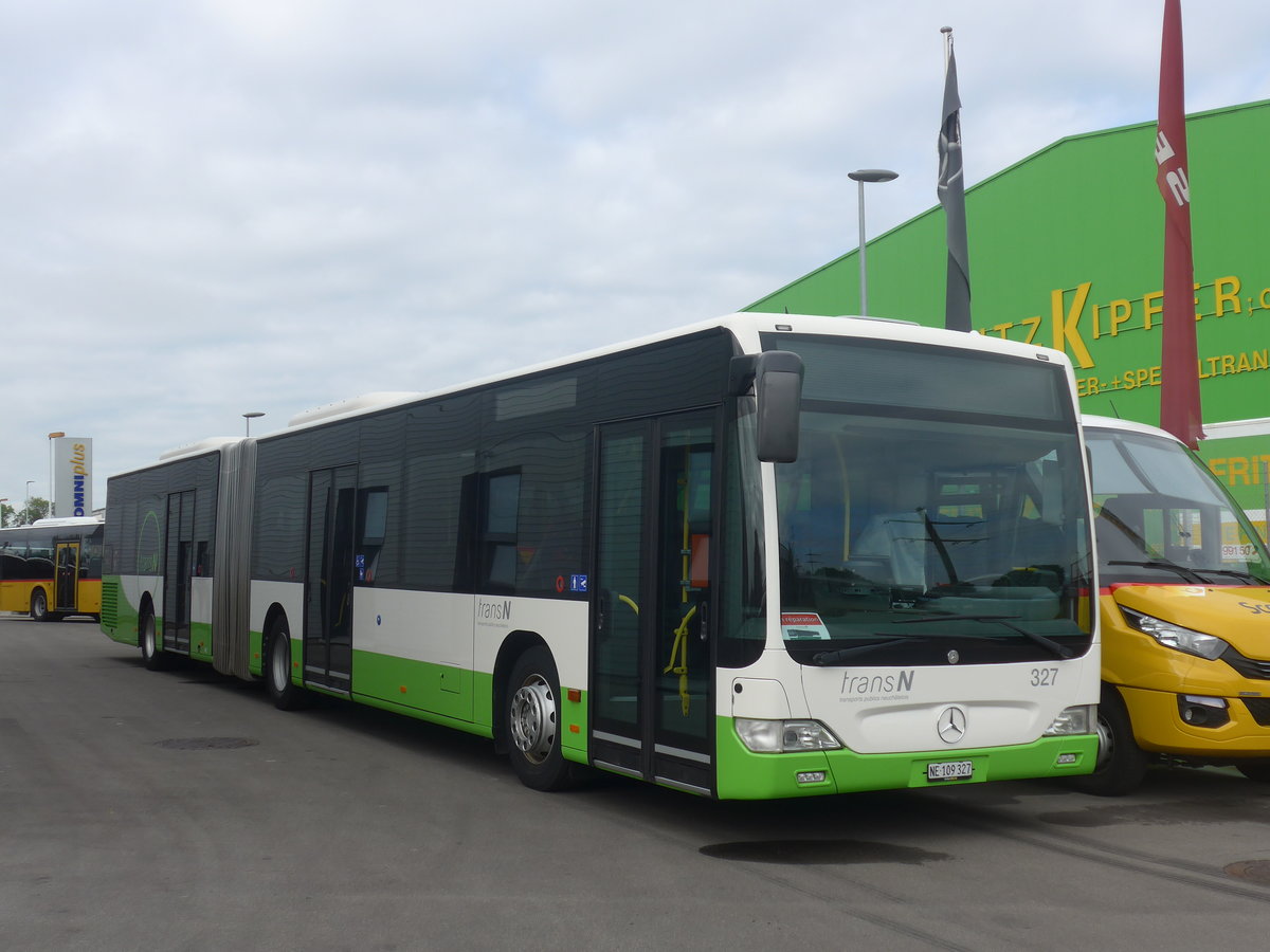 (216'733) - transN, La Chaux-de-Fonds - Nr. 327/NE 109'327 - Mercedes am 3. Mai 2020 in Kerzers, Interbus