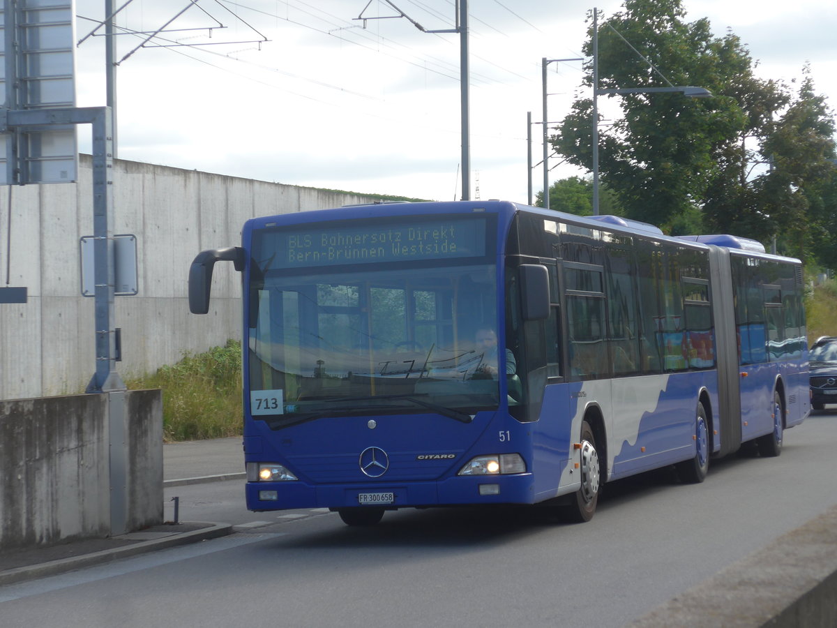 (218'599) - Intertours, Domdidier - Nr. 206/FR 300'658 - Mercedes (ex VZO Grningen Nr. 51) am 6. Juli 2020 beim Bahnhof Bern Brnnen Westside