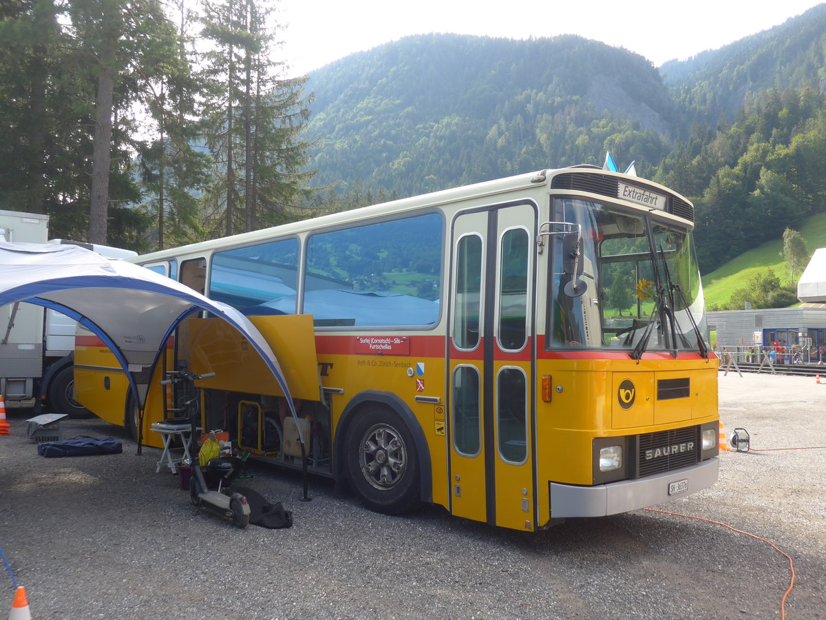 (219'727) - Roth, Zrich - SH 36'376 - Saurer/Tscher (ex Looser, Elm; ex Mattli, Wassen) am 16. August 2020 in Grsch, Bergbahnen